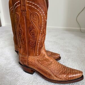 Vintage Lucchese Brown Python Western Boots